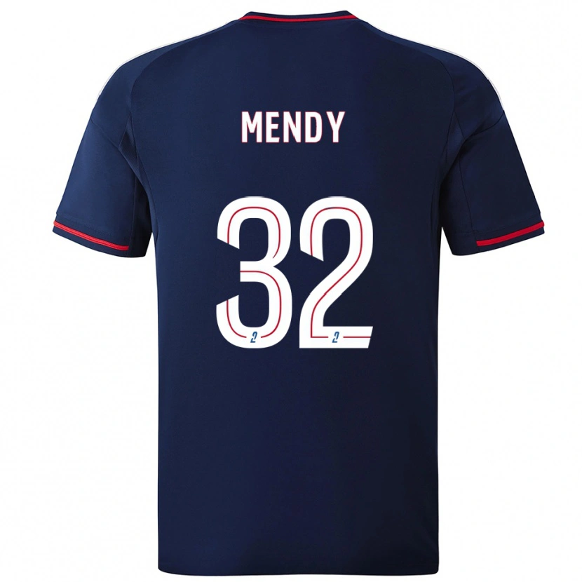 Danxen Criança Camisola Maeline Mendy #32 Azul Marinho Vermelho Alternativa 2025/26 Camisa
