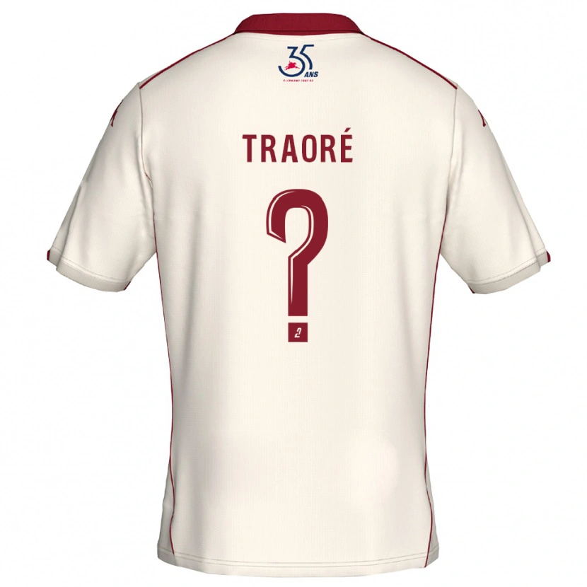 Danxen Criança Camisola Soumaela Traoré #0 Branco Vinho Alternativa 2025/26 Camisa
