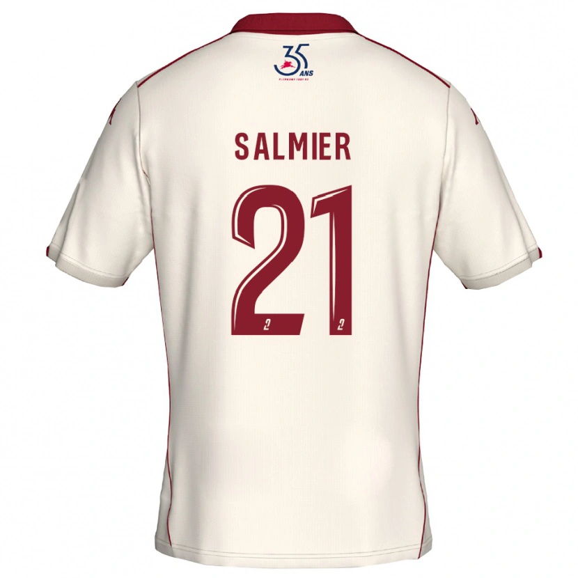 Danxen Criança Camisola Yoann Salmier #21 Branco Vinho Alternativa 2025/26 Camisa