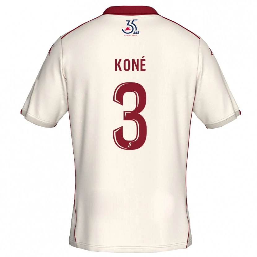 Danxen Criança Camisola Lény Koné #3 Branco Vinho Alternativa 2025/26 Camisa