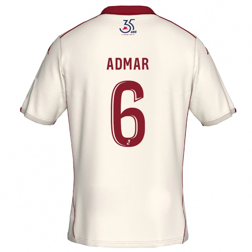Danxen Criança Camisola Marouane Admar #6 Branco Vinho Alternativa 2025/26 Camisa