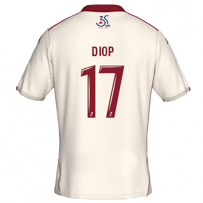 Danxen Criança Camisola Ousmane Diop #17 Branco Vinho Alternativa 2025/26 Camisa