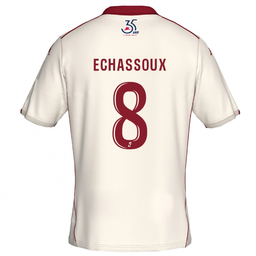 Danxen Criança Camisola Augustin Echassoux #8 Branco Vinho Alternativa 2025/26 Camisa