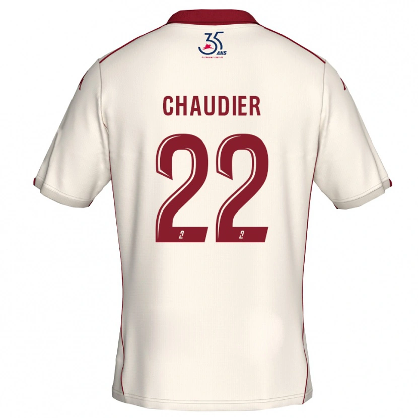 Danxen Criança Camisola Ophélie Chaudier #22 Branco Vinho Alternativa 2025/26 Camisa