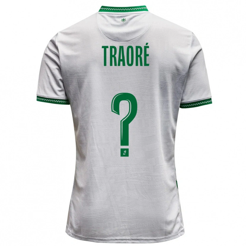 Danxen Criança Camisola Aboubakar Traoré #0 Branco Verde Alternativa 2025/26 Camisa
