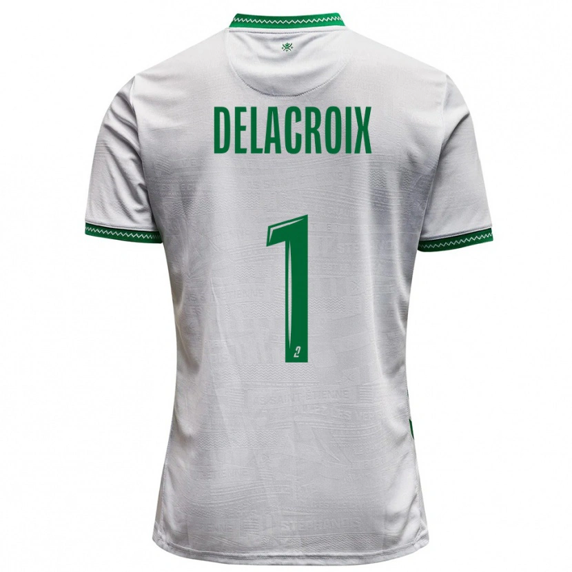 Danxen Criança Camisola Noa Delacroix #1 Branco Verde Alternativa 2025/26 Camisa