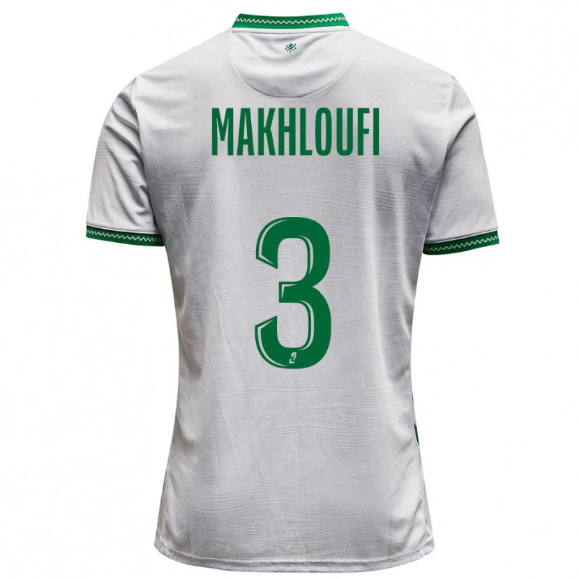 Danxen Criança Camisola Maedine Makhloufi #3 Branco Verde Alternativa 2025/26 Camisa