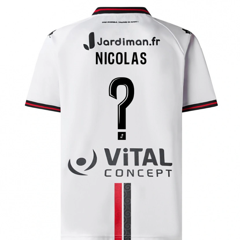 Danxen Criança Camisola Corentin Nicolas #0 Branco Vermelho Alternativa 2025/26 Camisa