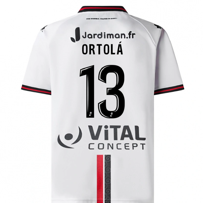 Danxen Criança Camisola Adrián Ortolá #13 Branco Vermelho Alternativa 2025/26 Camisa