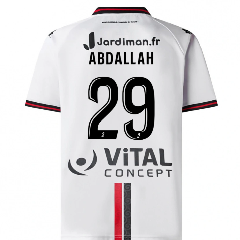 Danxen Criança Camisola Akim Abdallah #29 Branco Vermelho Alternativa 2025/26 Camisa