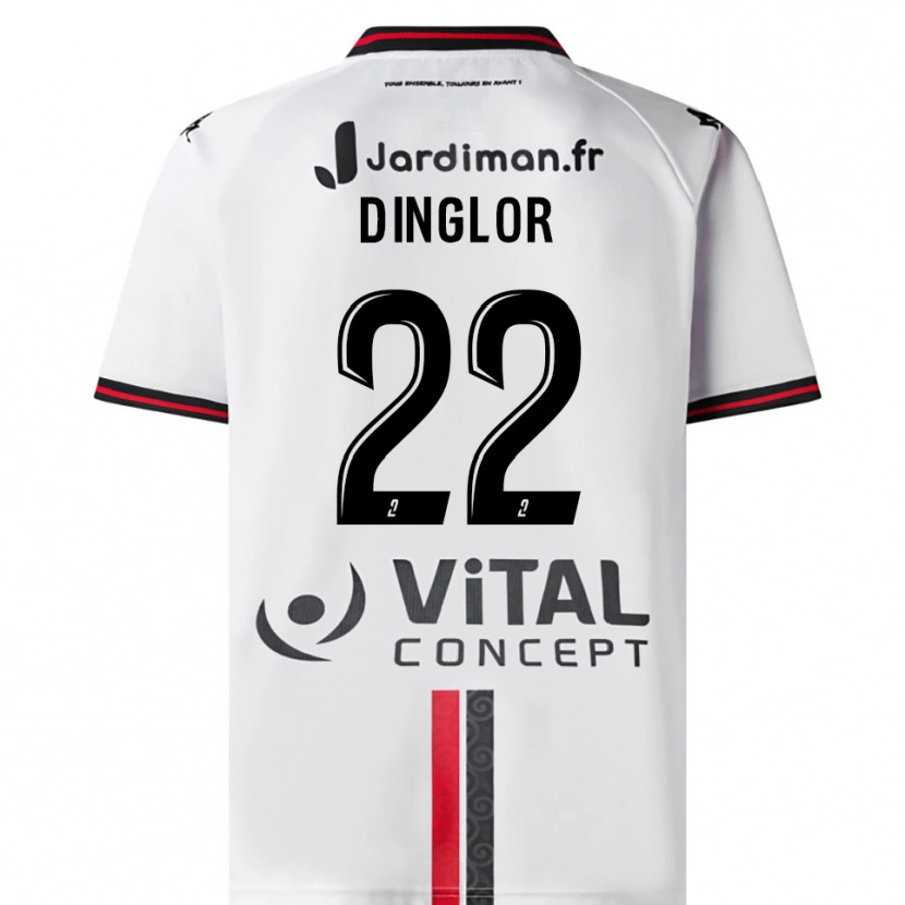Danxen Criança Camisola Elodie Dinglor #22 Branco Vermelho Alternativa 2025/26 Camisa