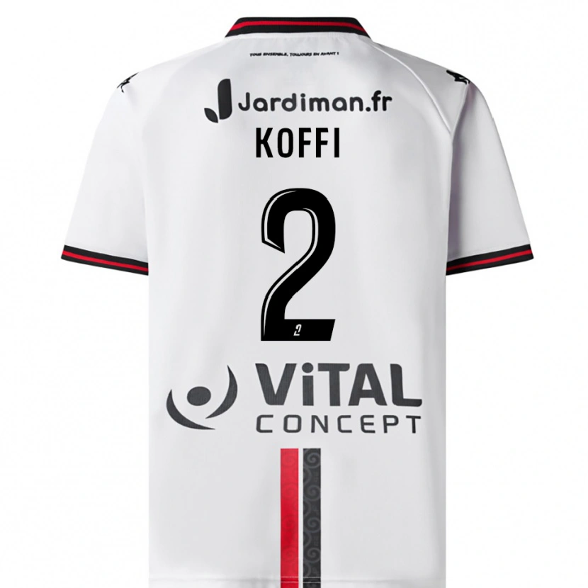 Danxen Criança Camisola Erwin Koffi #2 Branco Vermelho Alternativa 2025/26 Camisa