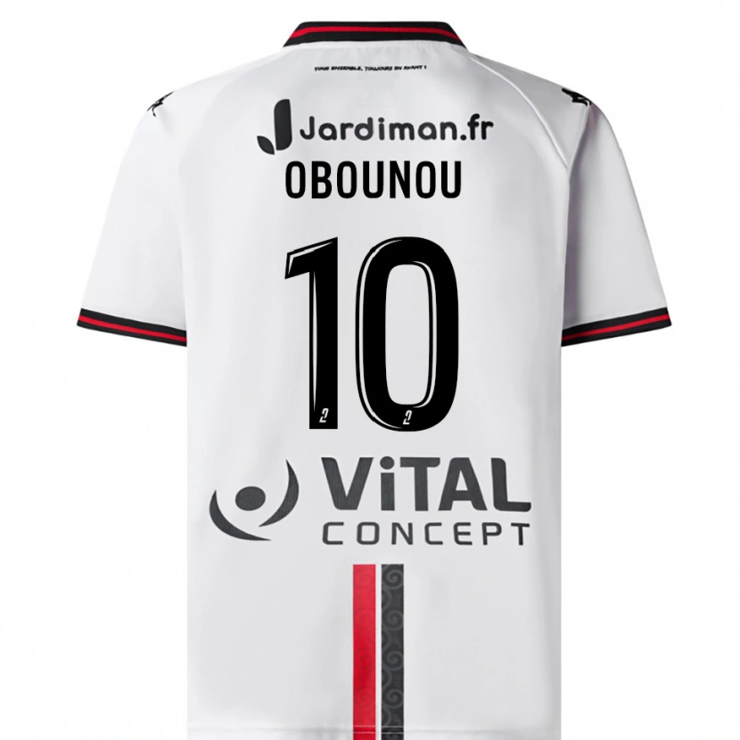 Danxen Criança Camisola Élie Obounou #10 Branco Vermelho Alternativa 2025/26 Camisa