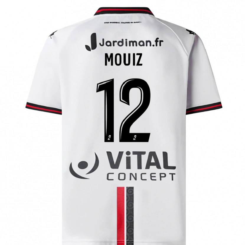 Danxen Criança Camisola Rayan Mouiz #12 Branco Vermelho Alternativa 2025/26 Camisa