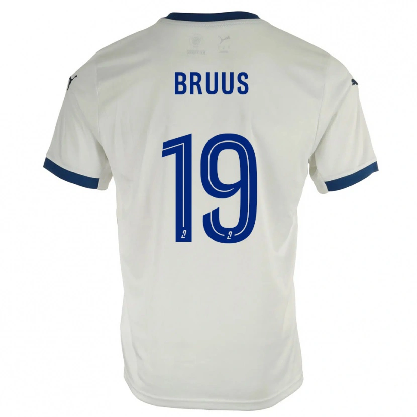 Danxen Criança Camisola Andreas Bruus #19 Branco Azul Alternativa 2025/26 Camisa