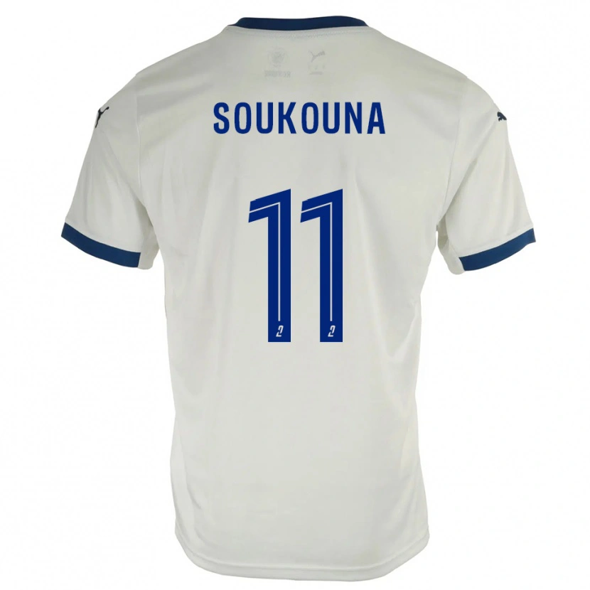 Danxen Criança Camisola Idrissa Soukouna #11 Branco Azul Alternativa 2025/26 Camisa