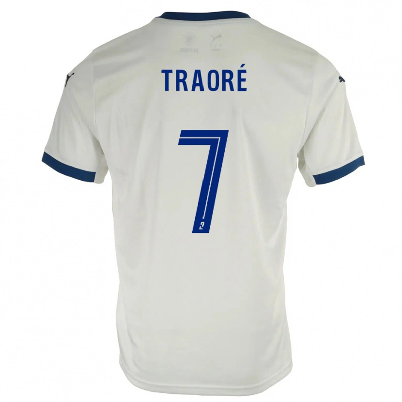 Danxen Criança Camisola Ibrahim Traoré #7 Branco Azul Alternativa 2025/26 Camisa