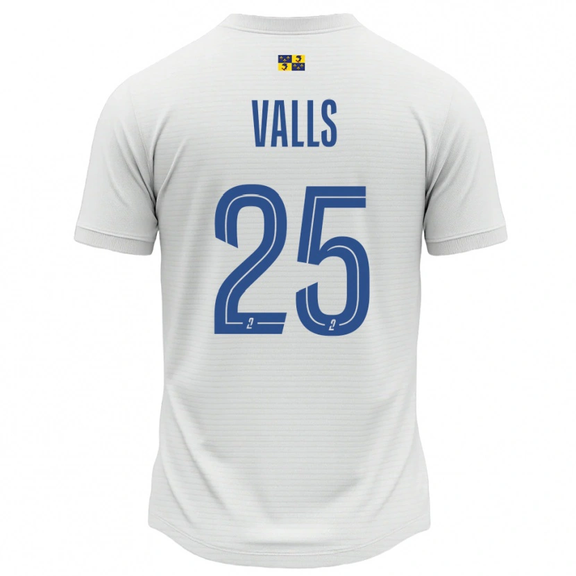 Danxen Criança Camisola Théo Valls #25 Branco Azul Alternativa 2025/26 Camisa