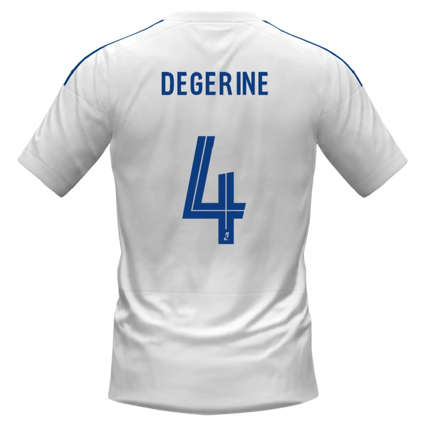 Danxen Criança Camisola Saveriu Degerine #4 Branco Azul Alternativa 2025/26 Camisa