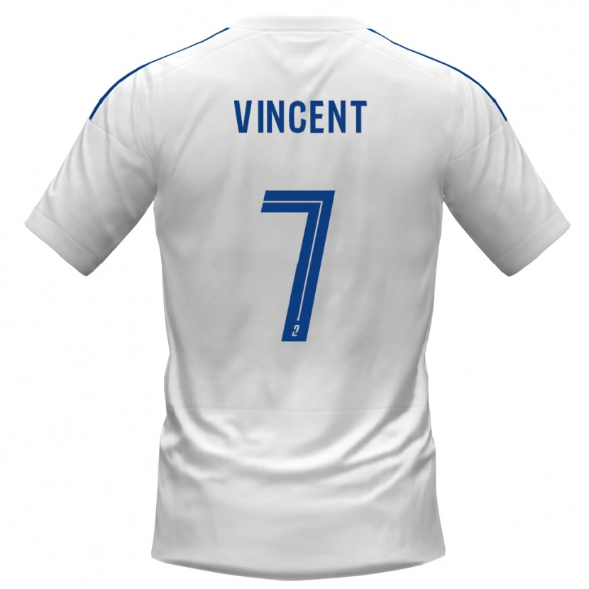 Danxen Criança Camisola Christophe Vincent #7 Branco Azul Alternativa 2025/26 Camisa