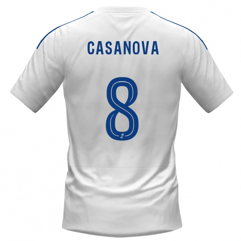 Danxen Criança Camisola Nicolas Casanova #8 Branco Azul Alternativa 2025/26 Camisa
