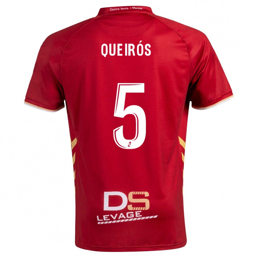 Danxen Criança Camisola Diogo Queirós #5 Borgonha Dourado Alternativa 2025/26 Camisa
