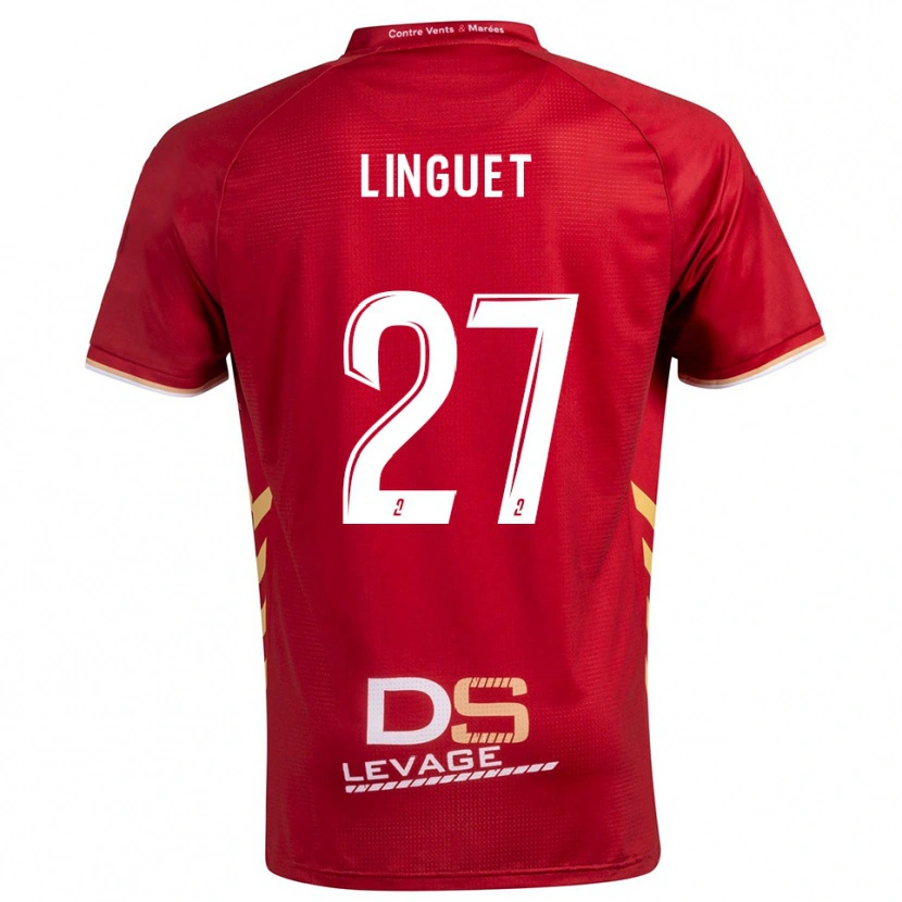 Danxen Criança Camisola Allan Linguet #27 Borgonha Dourado Alternativa 2025/26 Camisa