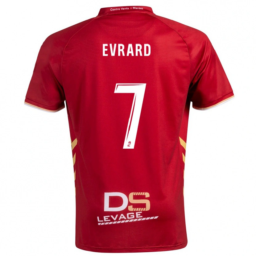 Danxen Criança Camisola Lukas Evrard #7 Borgonha Dourado Alternativa 2025/26 Camisa