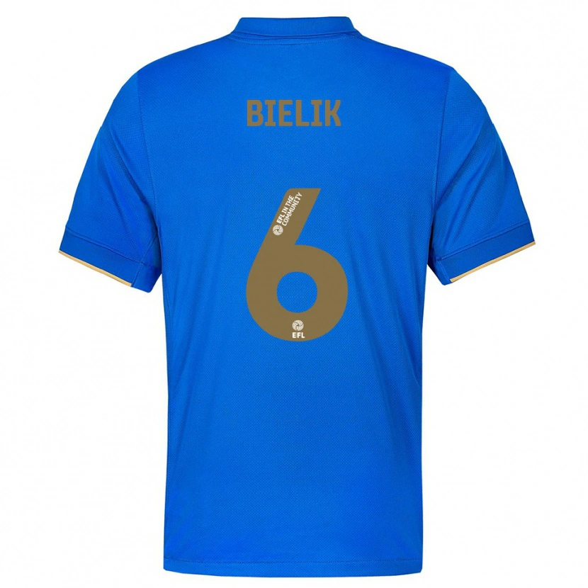 Danxen Homem Camisola Krystian Bielik #6 Azul Dourado Principal 2025/26 Camisa