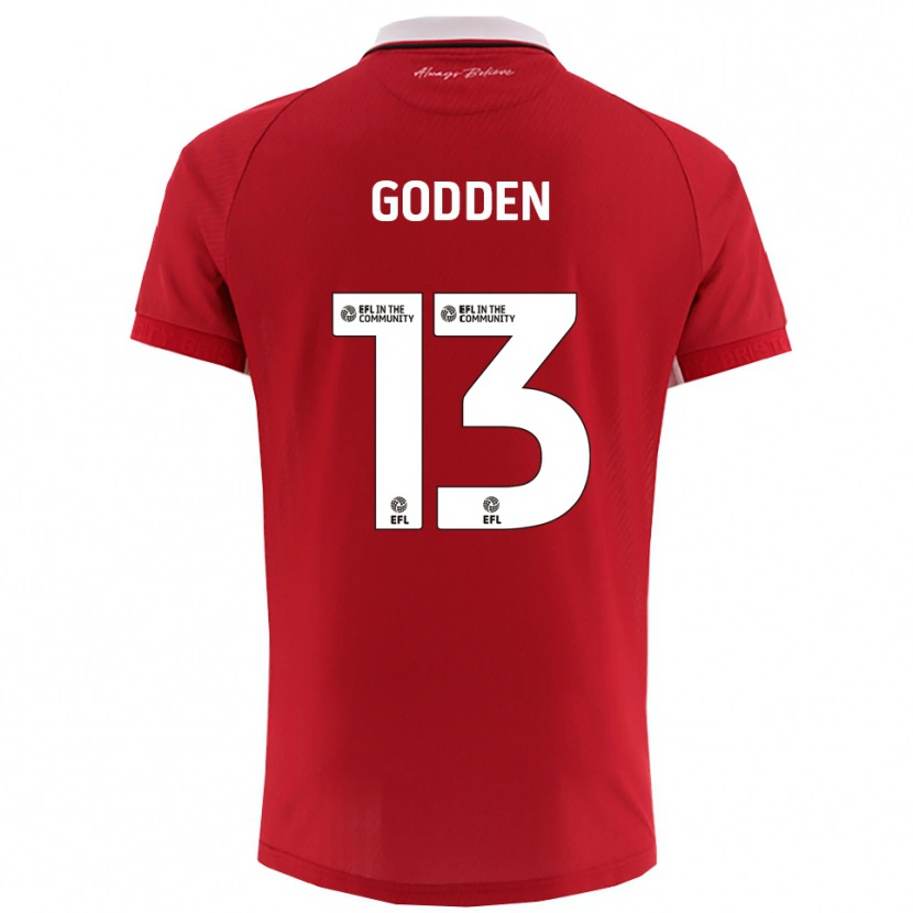 Danxen Homem Camisola Freddie Godden #13 Vermelho Branco Principal 2025/26 Camisa