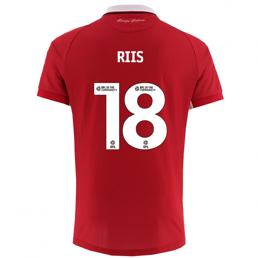 Danxen Homem Camisola Emil Riis #18 Vermelho Branco Principal 2025/26 Camisa