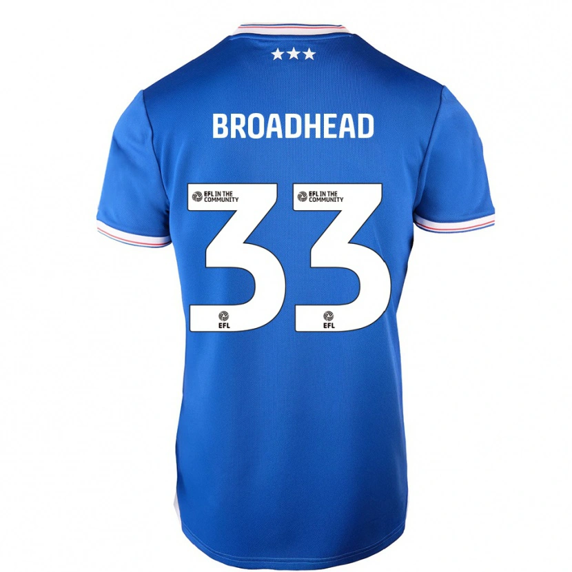 Danxen Homem Camisola Nathan Broadhead #33 Azul Branco Principal 2025/26 Camisa