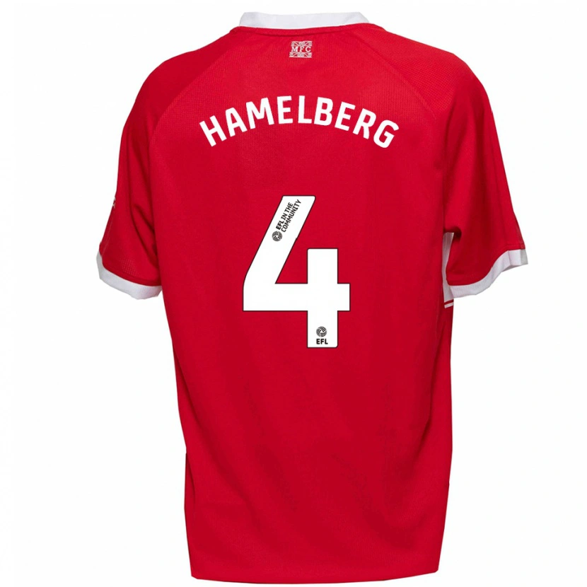 Danxen Homem Camisola Eric Hamelberg #4 Vermelho Branco Principal 2025/26 Camisa