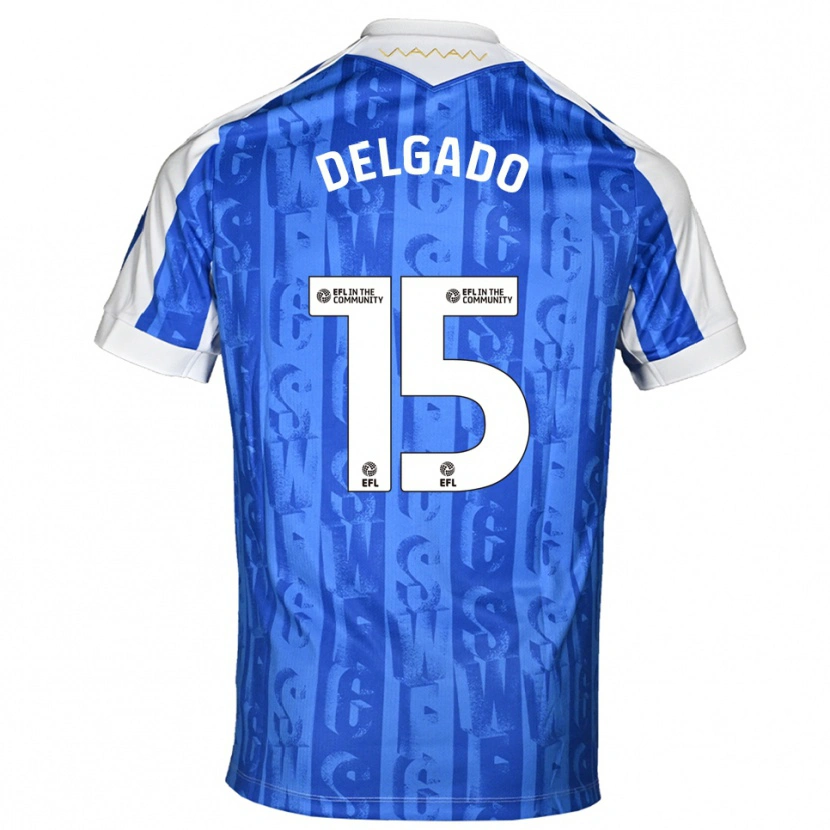 Danxen Homem Camisola Juan Delgado #15 Azul Branco Principal 2025/26 Camisa