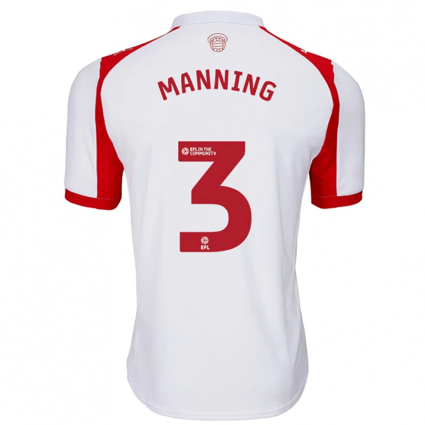 Danxen Homem Camisola Ryan Manning #3 Branco Vermelho Principal 2025/26 Camisa