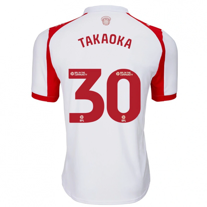 Danxen Homem Camisola Rento Takaoka #30 Branco Vermelho Principal 2025/26 Camisa
