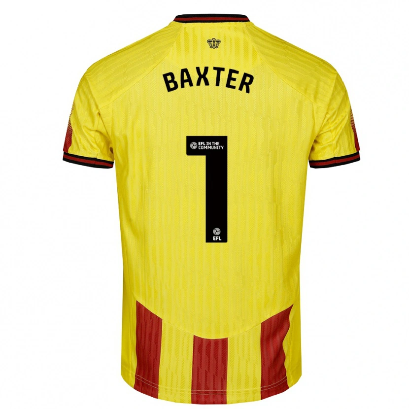 Danxen Homem Camisola Nathan Baxter #1 Amarelo Vermelho Principal 2025/26 Camisa
