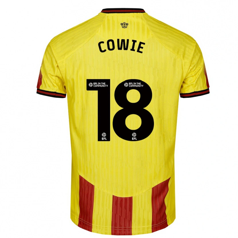 Danxen Homem Camisola Tony Cowie #18 Amarelo Vermelho Principal 2025/26 Camisa