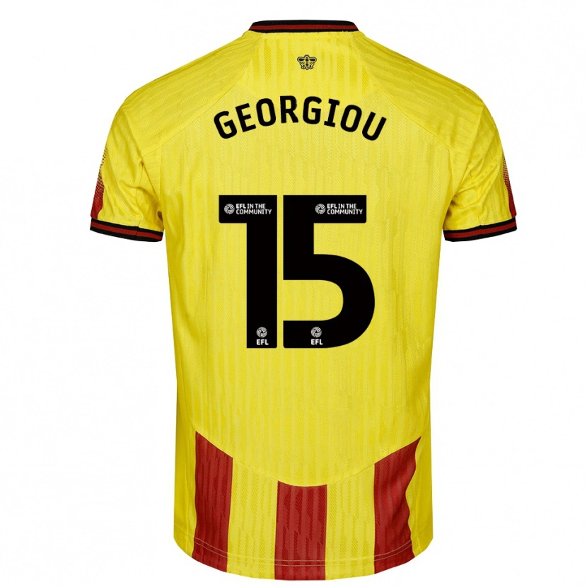 Danxen Homem Camisola Andria Georgiou #15 Amarelo Vermelho Principal 2025/26 Camisa