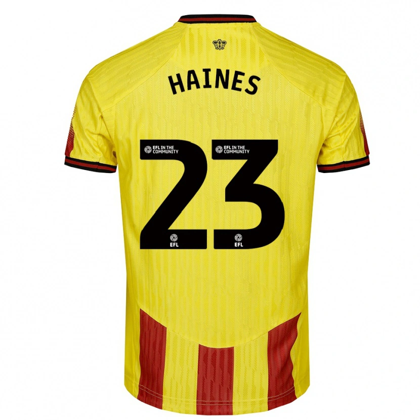 Danxen Homem Camisola Coral-Jade Haines #23 Amarelo Vermelho Principal 2025/26 Camisa