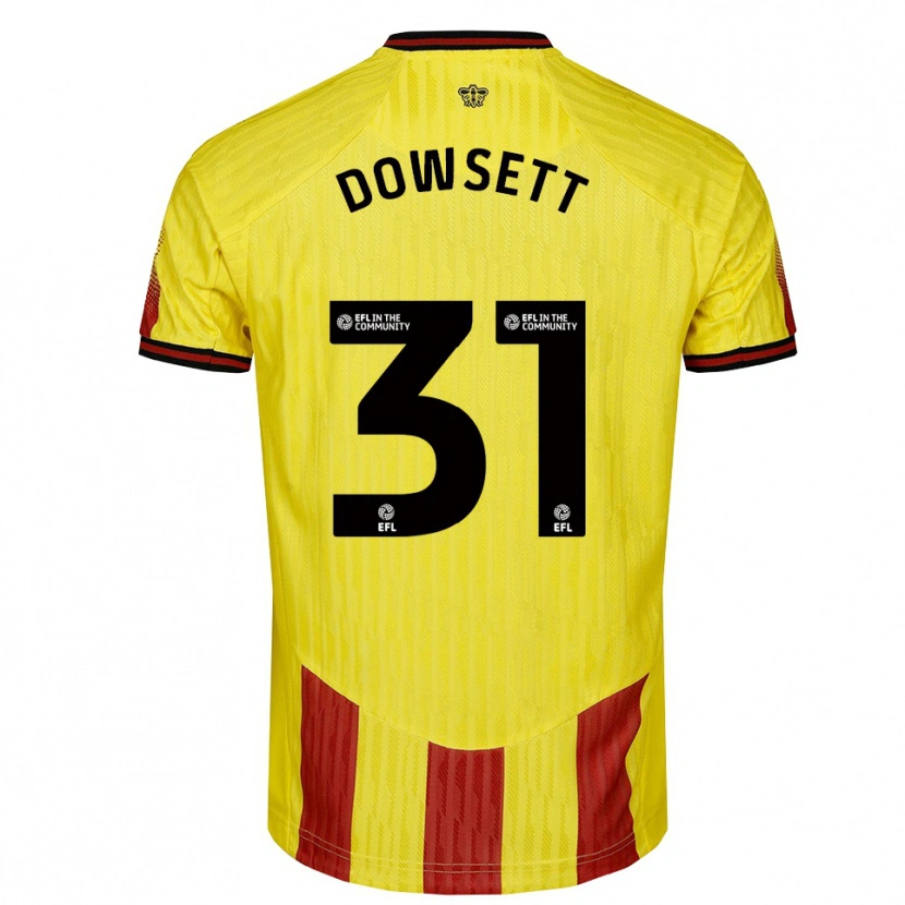 Danxen Homem Camisola Rebekah Dowsett #31 Amarelo Vermelho Principal 2025/26 Camisa