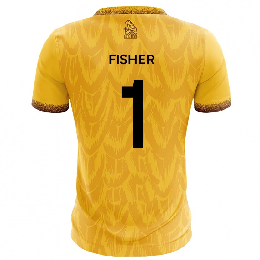 Danxen Homem Camisola Tobias Fisher #1 Amarelo Marrom Principal 2025/26 Camisa