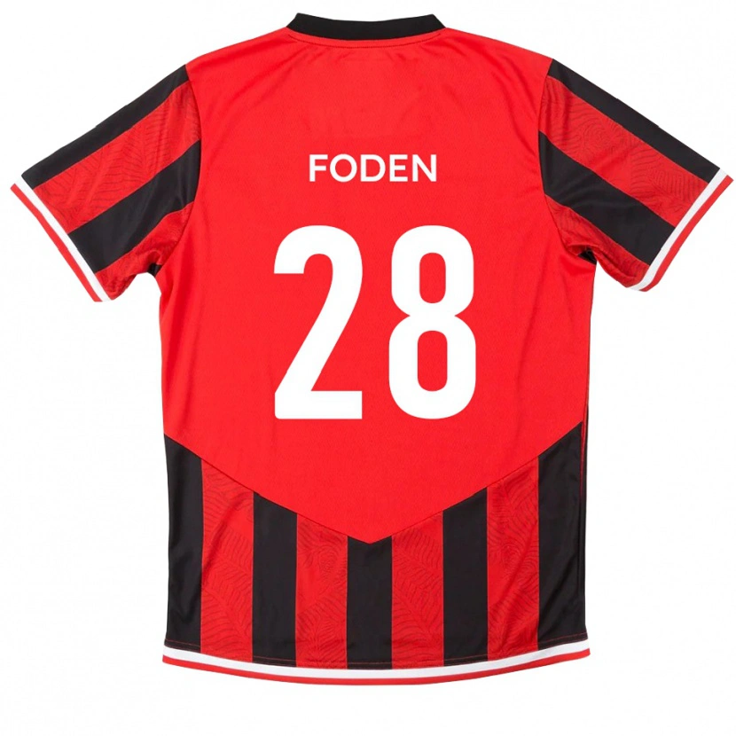 Danxen Homem Camisola Daniel Foden #28 Vermelho Preto Principal 2025/26 Camisa