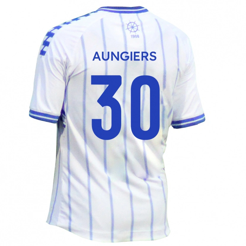Danxen Homem Camisola Joe Aungiers #30 Branco Azul Principal 2025/26 Camisa