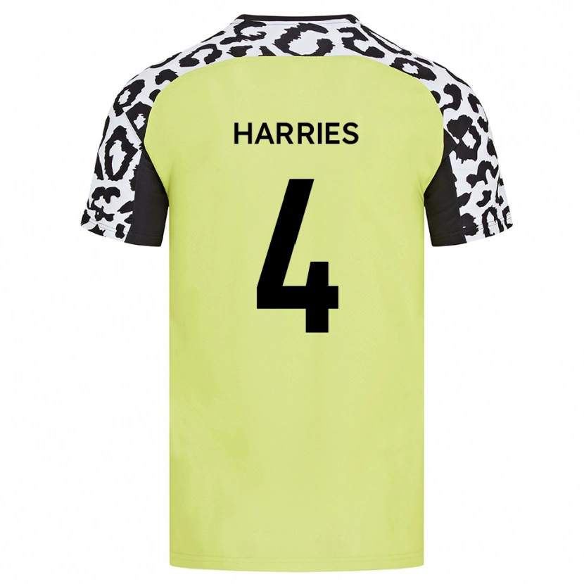 Danxen Homem Camisola Cian Harries #4 Amarelo Fluorescente Principal 2025/26 Camisa