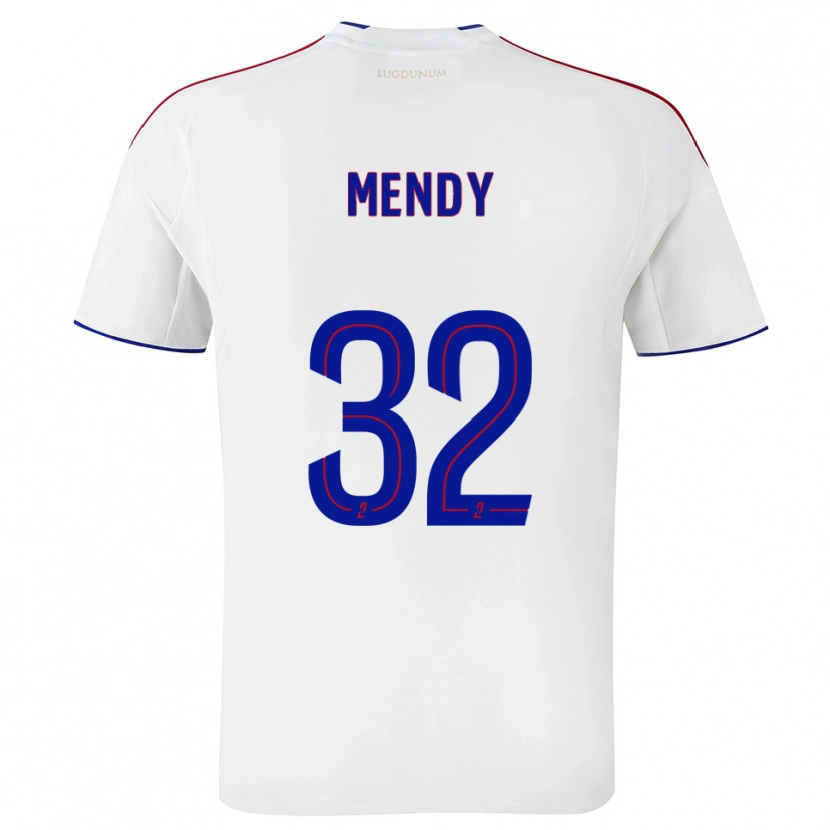 Danxen Homem Camisola Maeline Mendy #32 Branco Vermelho Principal 2025/26 Camisa