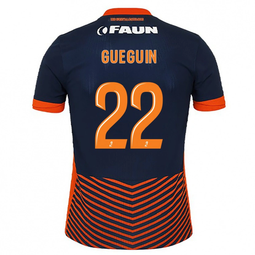 Danxen Homem Camisola Axel Guéguin #22 Azul Meia-Noite Laranja Principal 2025/26 Camisa