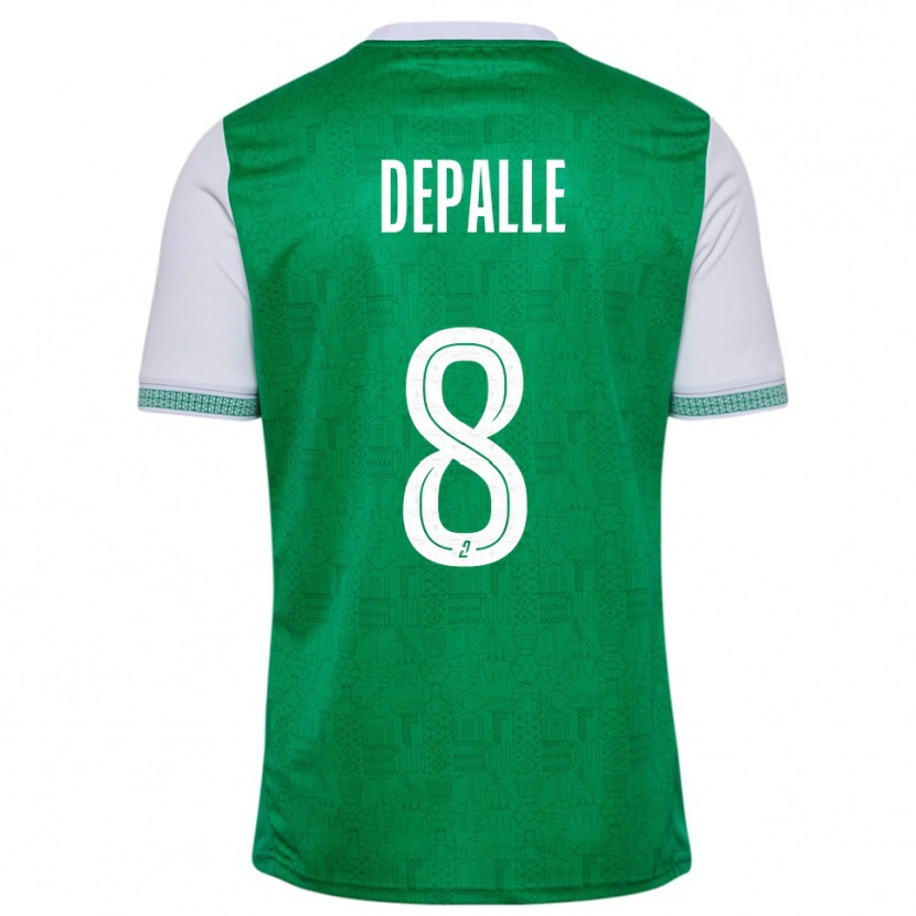 Danxen Homem Camisola Valentin Depalle #8 Verde Branco Principal 2025/26 Camisa