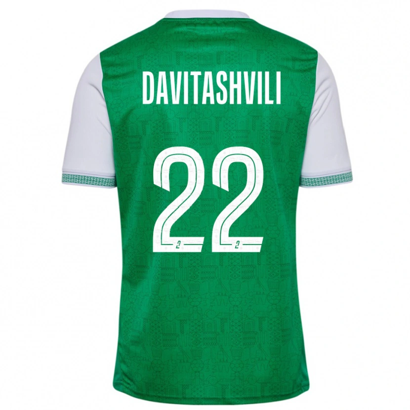 Danxen Homem Camisola Zuriko Davitashvili #22 Verde Branco Principal 2025/26 Camisa