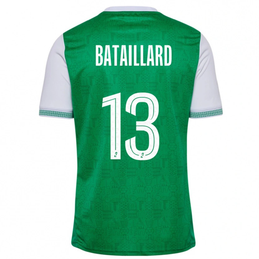 Danxen Homem Camisola Faustine Bataillard #13 Verde Branco Principal 2025/26 Camisa